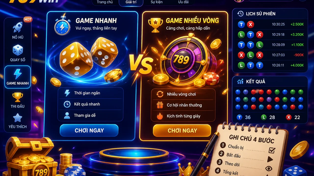Xem lịch sử phiên ở đâu khi so sánh game nhanh và game nhiều vòng 789win?